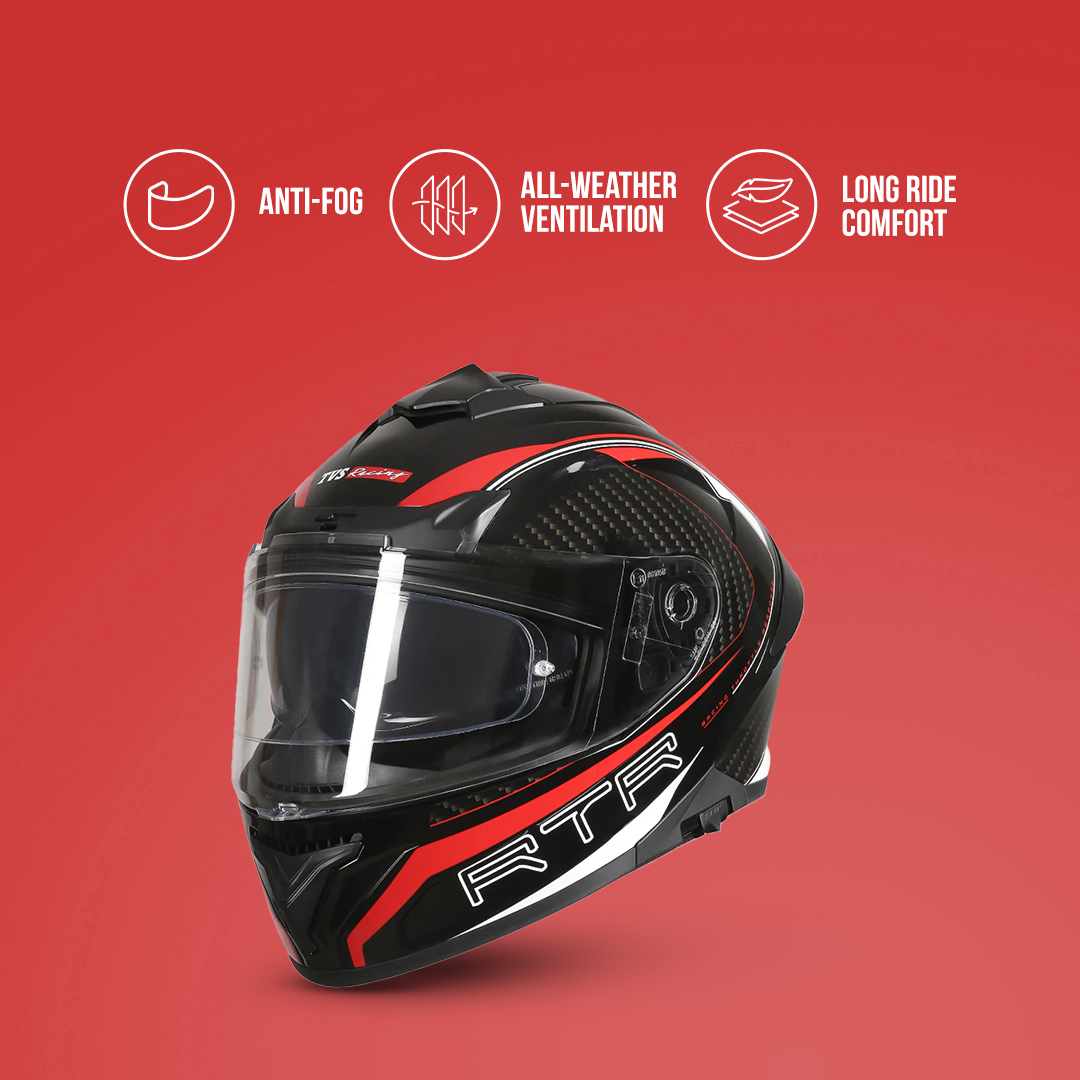 TVS Racing Hurricane Helmet Full-Face, Aerodynamic Design